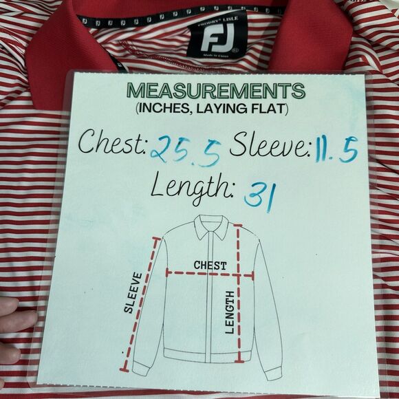 FootJoy Polo Shirt Mens XL Red‎ White Striped Prodry Lisle Performance Golf - Picture 9 of 10